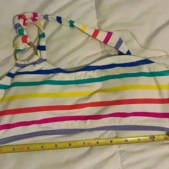 Sugar Beach bikini top sz medium, gold accents, removable pads - Picture 2 of 6